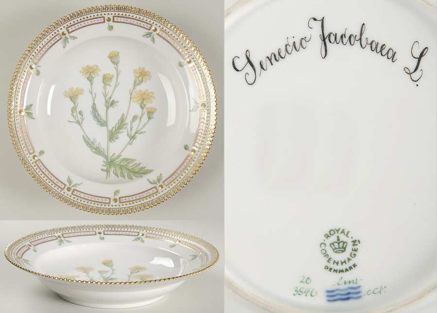 Flora Danica (1961 To Current) Rim Soup Bowl-Senecio Jacobaea L