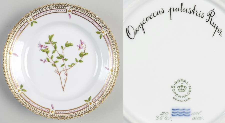 Flora Danica (1961 To Current) Dessert/Pie Plate-Oxycoccus palustris Rupr