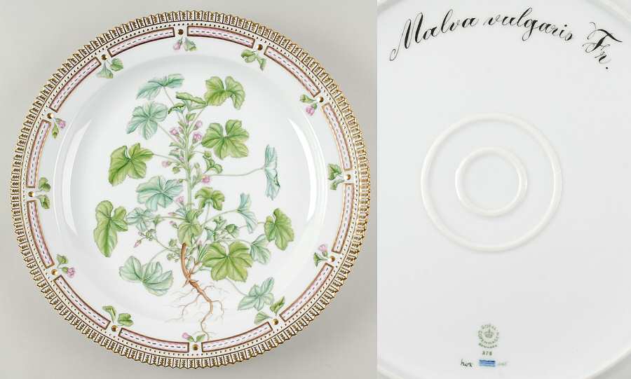 Flora Danica (1961 To Current) 15" Round Platter-Malva vulgaris Fr