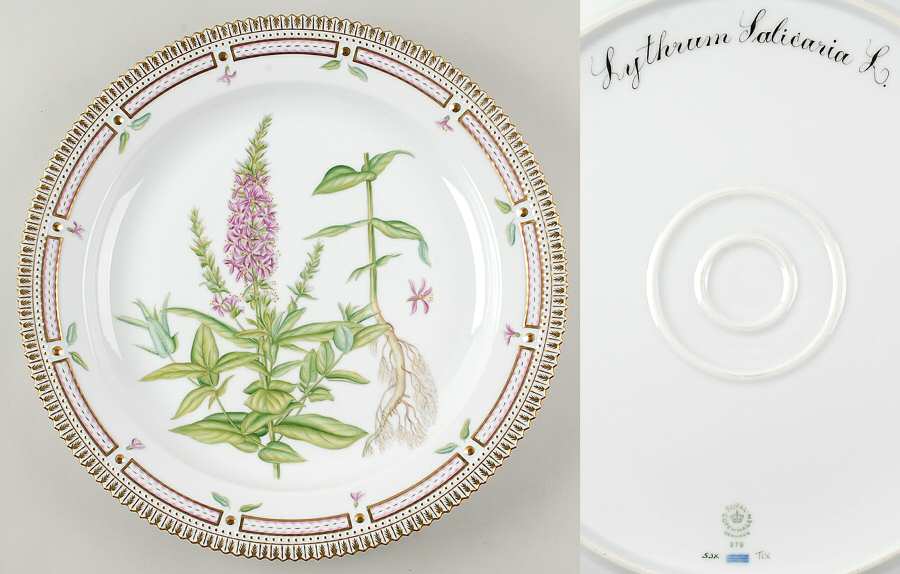 Flora Danica (1961 To Current) 15" Round Platter-Lythrum Salicaria L