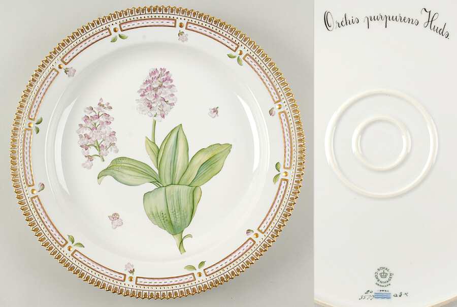 Flora Danica (1961 To Current) 15" Round Platter-Orchis purpurens Huds
