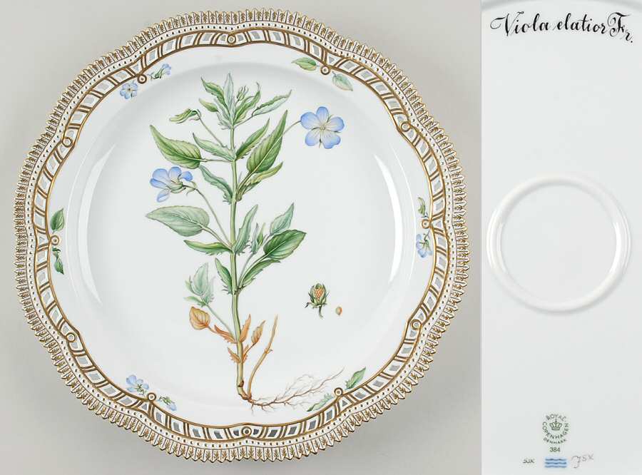 Flora Danica (1961 To Current) 14" Round Pierced Platter-Viola elatior Fr
