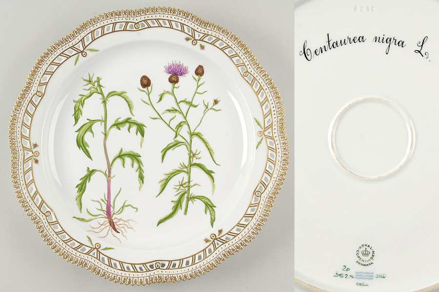 Flora Danica (1961 To Current) 14" Round Pierced Platter-Centaurea nigra L