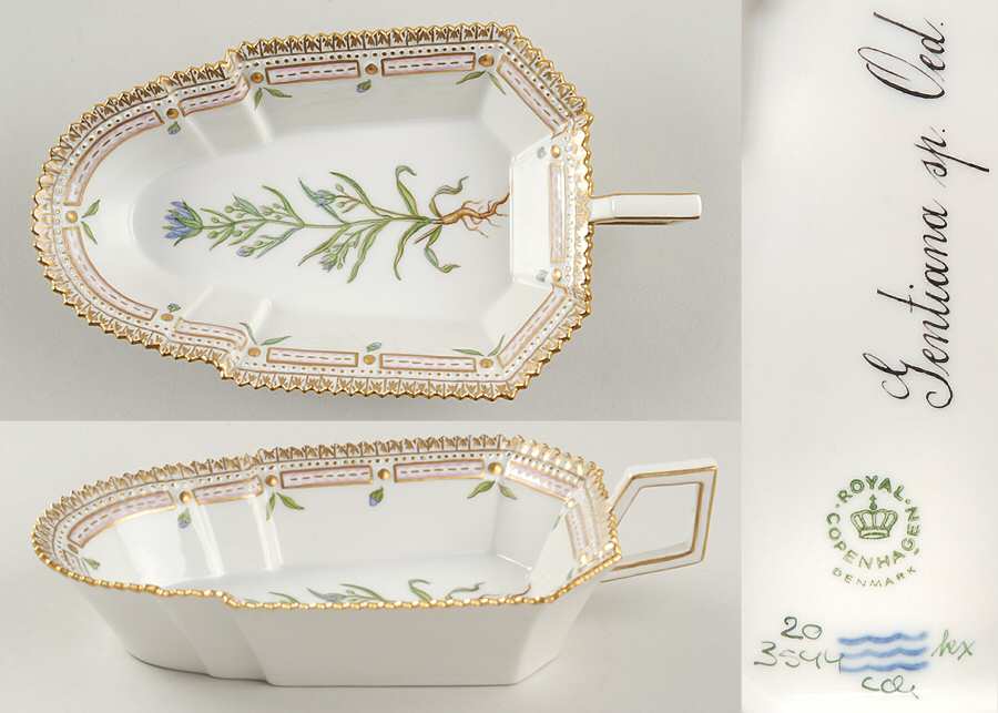 Flora Danica (1961 To Current) 8" Pickle/Accent Dish-Gentiana sp Oed