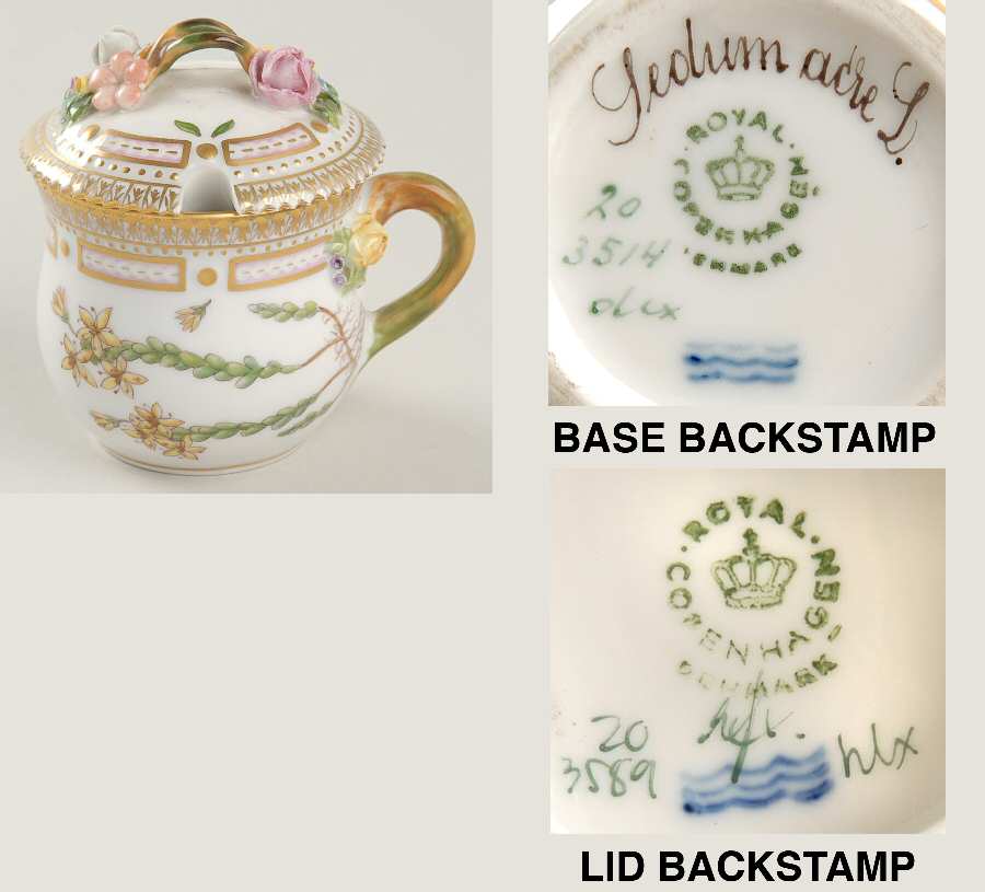Flora Danica (1961 To Current) Mustard Pot & Lid-Sedum acre L