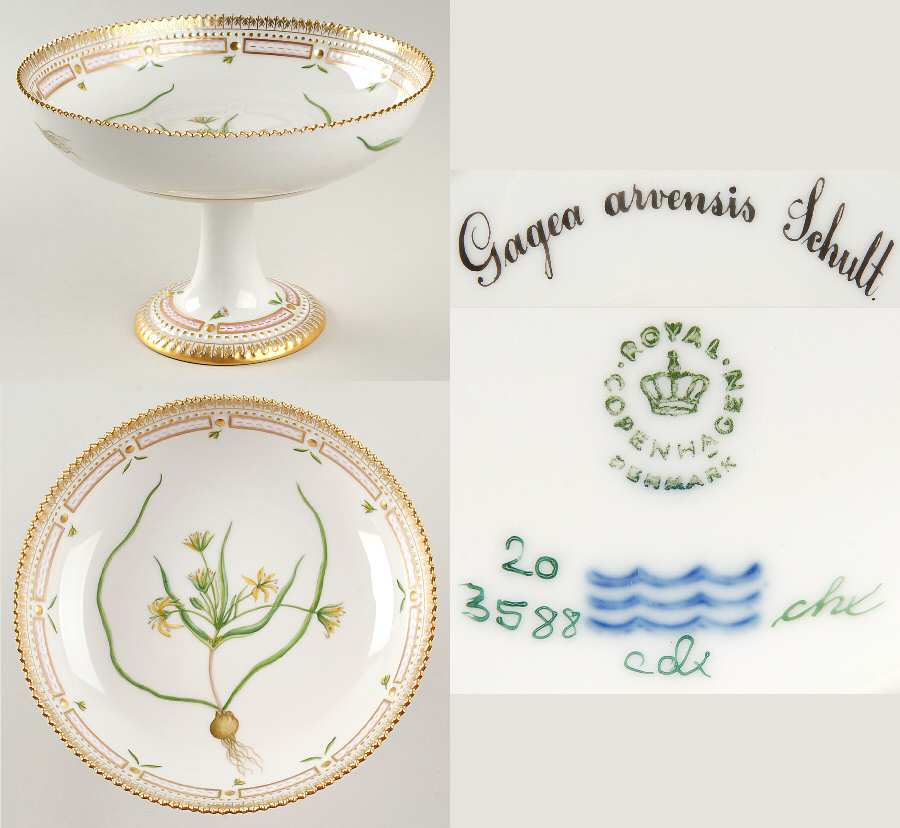 Flora Danica (1961 To Current) Round High Foot Cake Plate-Gagea arvensis Schult