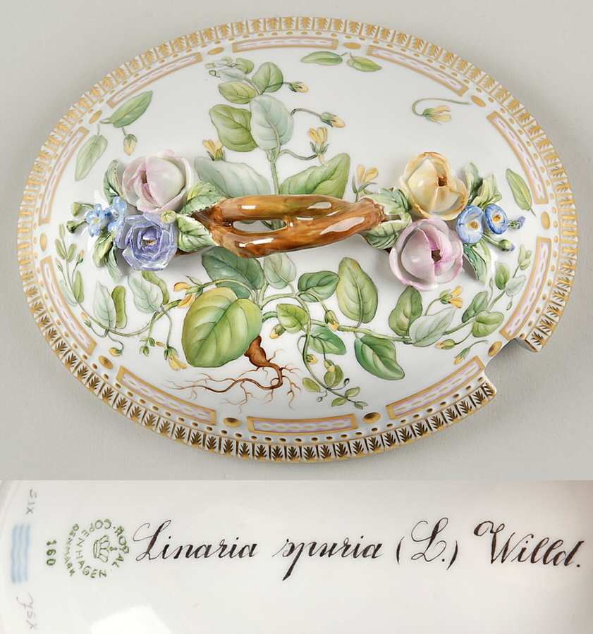 Flora Danica (1961 To Current) Lid for Large Sugar Bowl-Linaria spuria (L) Willd