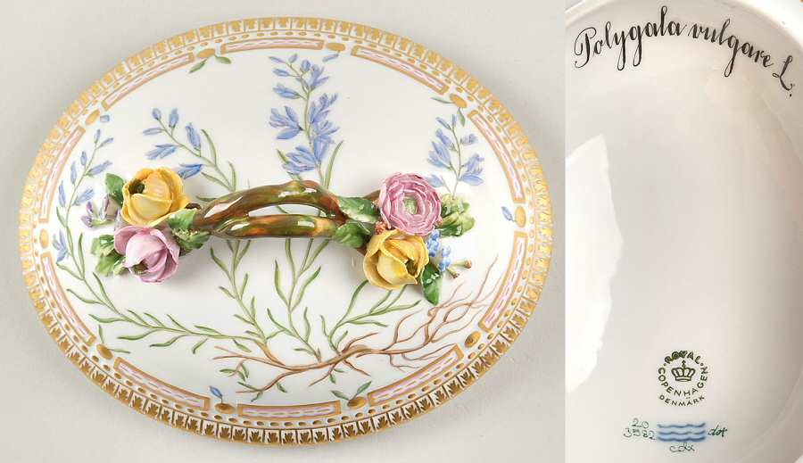 Flora Danica (1961 To Current) Lid for Large Sugar Bowl-Polygala vulgare L