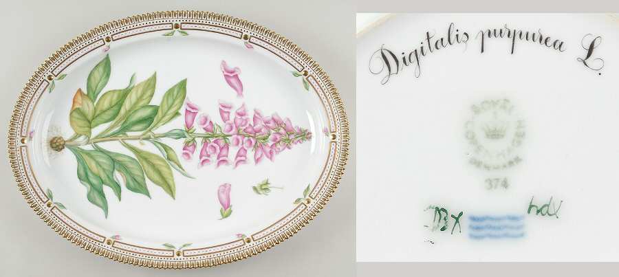 Flora Danica (1961 To Current) 18" Oval Serving Platter-Digitalis purpurea L
