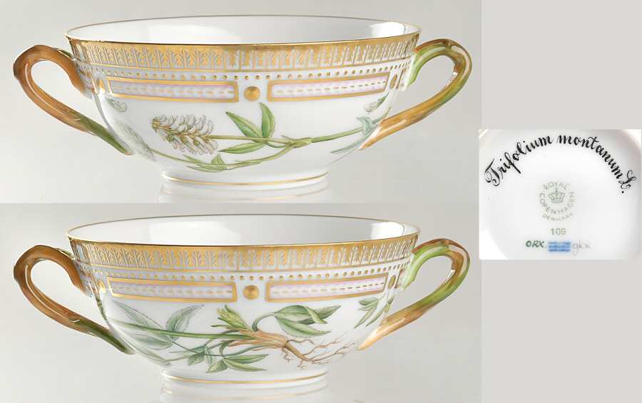 Flora Danica (1961 To Current) Flat Cream Soup Bowl-Trifolium montanum L