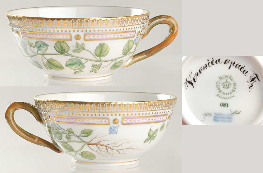 Flora Danica (1961 To Current) Flat Tea Cup-Veronica opaca Fr