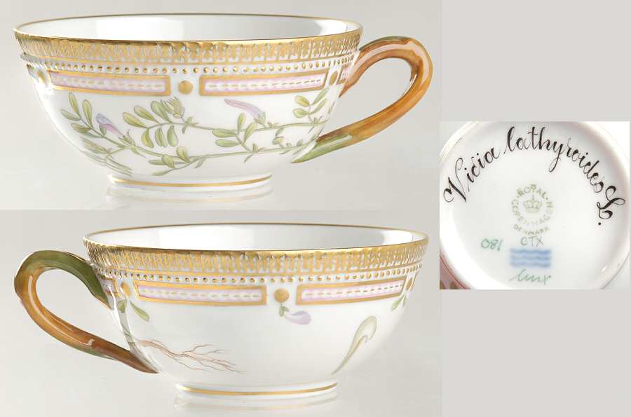 Flora Danica (1961 To Current) Flat Tea Cup-Vicia lathyroides L