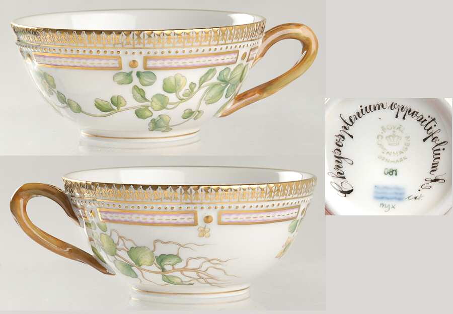 Flora Danica (1961 To Current) Flat Tea Cup-Chrysosplenium oppositifolium L