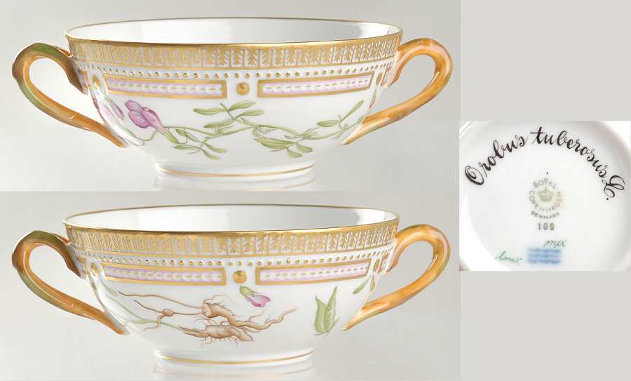 Flora Danica (1961 To Current) Flat Cream Soup Bowl-Orobus tuberosus L