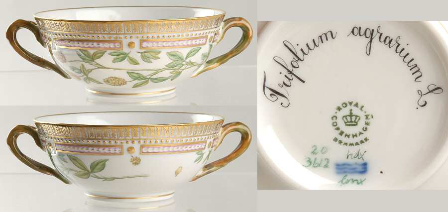 Flora Danica (1961 To Current) Flat Cream Soup Bowl-Trifolium agrarium L