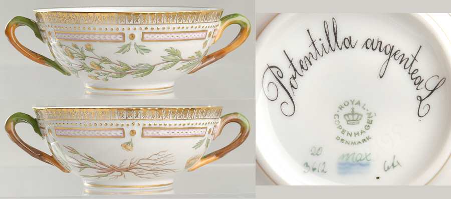 Flora Danica (1961 To Current) Flat Cream Soup Bowl-Potentilla argentea L