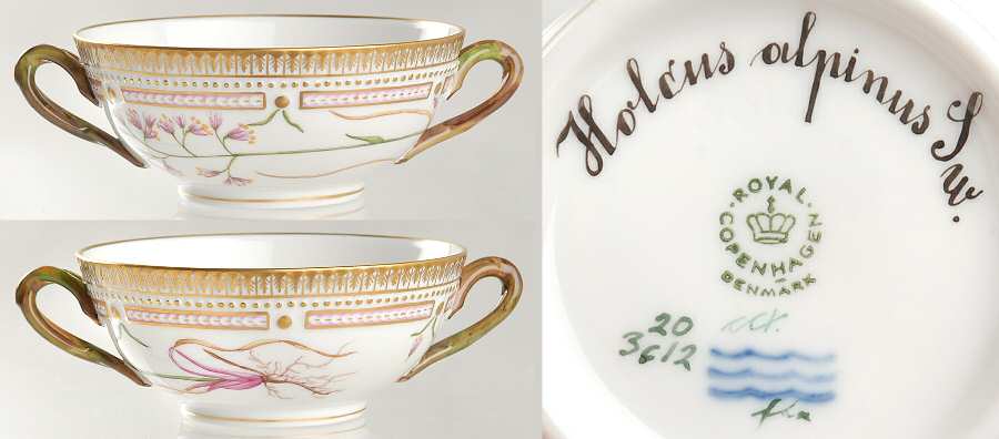 Flora Danica (1961 To Current) Flat Cream Soup Bowl-Holcus alpinus Sw