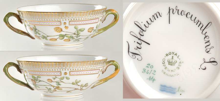 Flora Danica (1961 To Current) Flat Cream Soup Bowl-Trifolium procumbens L