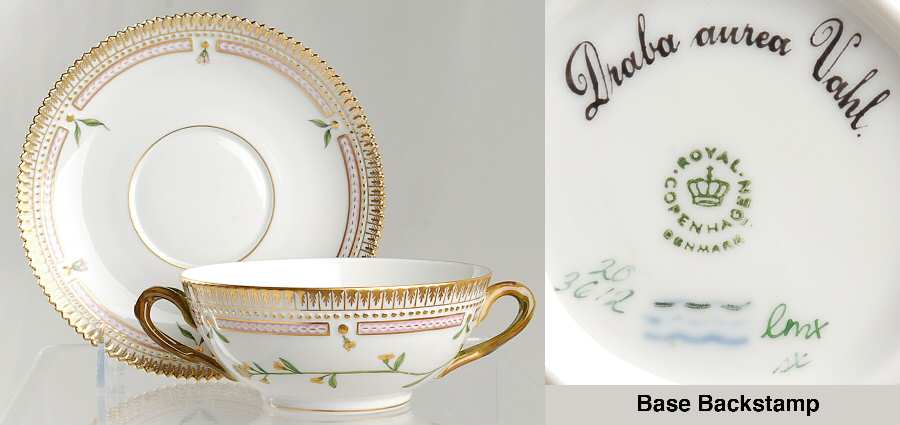 Flora Danica (1961 To Current) Flat Cream Soup & Saucer-Draba aurea Vahl