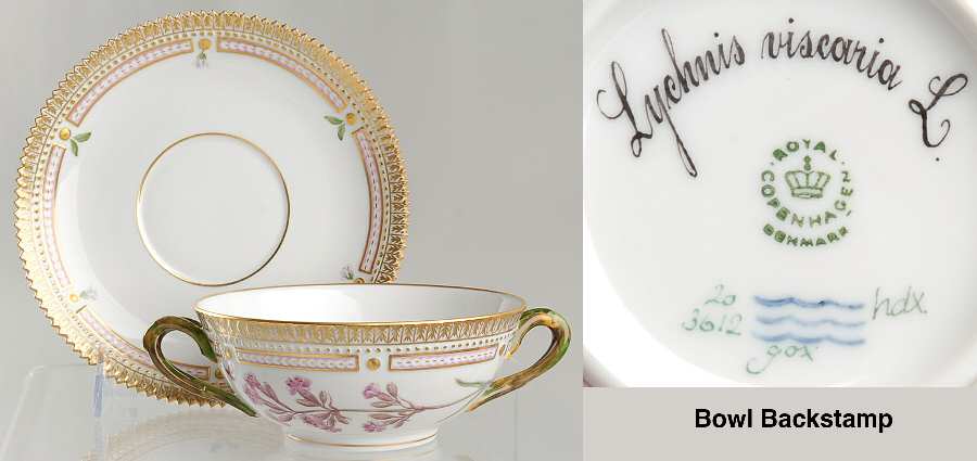 Flora Danica (1961 To Current) Flat Cream Soup & Saucer-Lychnis viscaria L