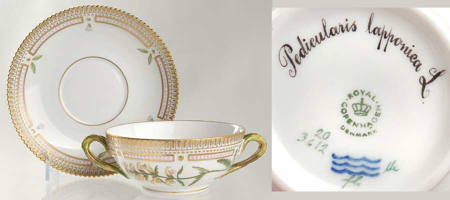 Flora Danica (1961 To Current) Flat Cream Soup & Saucer-Pedicularis lapponica L