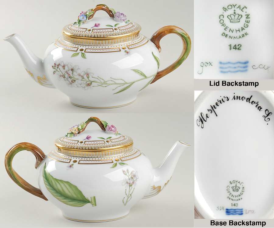 Flora Danica (1961 To Current) Teapot & Lid-Hesperis inodora L