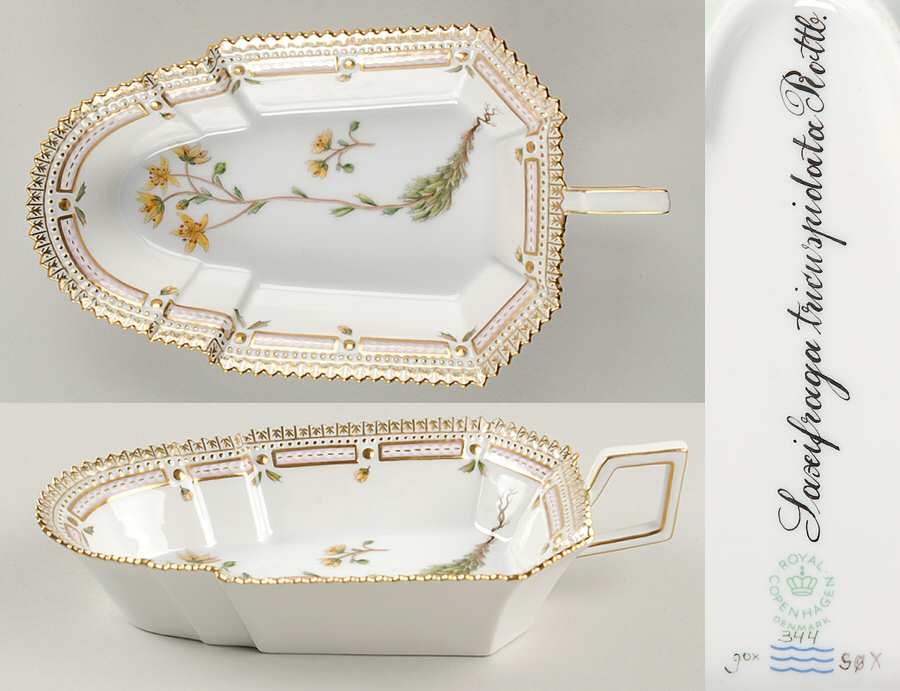Flora Danica (1961 To Current) 8" Pickle/Accent Dish-Saxifraga tricuspidata Rottb