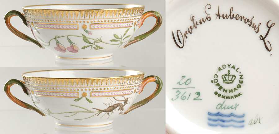 Flora Danica (1961 To Current) Flat Cream Soup Bowl-Orabus Auberosus L