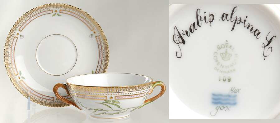Flora Danica (1961 To Current) Flat Cream Soup & Saucer-Arabis alpina L