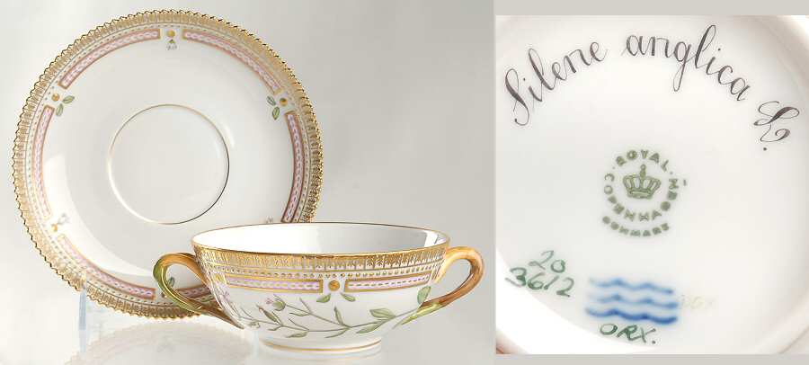 Flora Danica (1961 To Current) Flat Cream Soup & Saucer-Silene anglica L