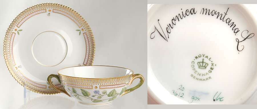 Flora Danica (1961 To Current) Flat Cream Soup & Saucer-Veronica montana L
