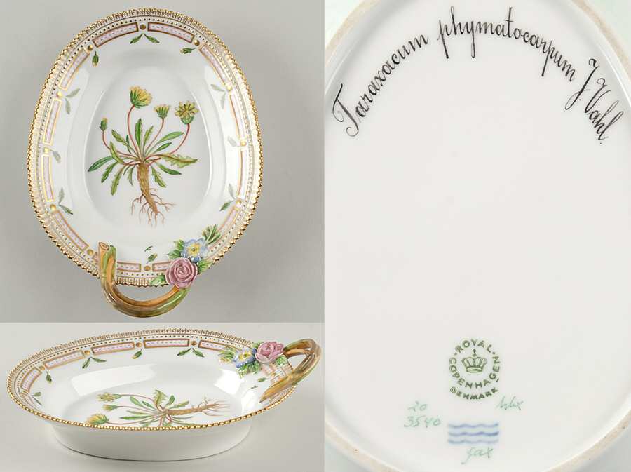 Flora Danica (1961 To Current) 8" Oval Handled Pickle/Accent-Taraxacum phymatocar