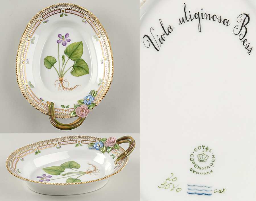 Flora Danica (1961 To Current) 8" Oval Handled Pickle/Accent-Viola uliginosa Bess
