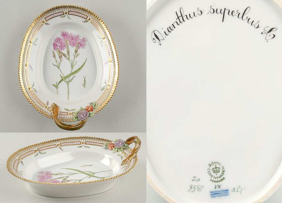 Flora Danica (1961 To Current) 9" Oval Handled Pickle/Accent-Dianthus superbus L