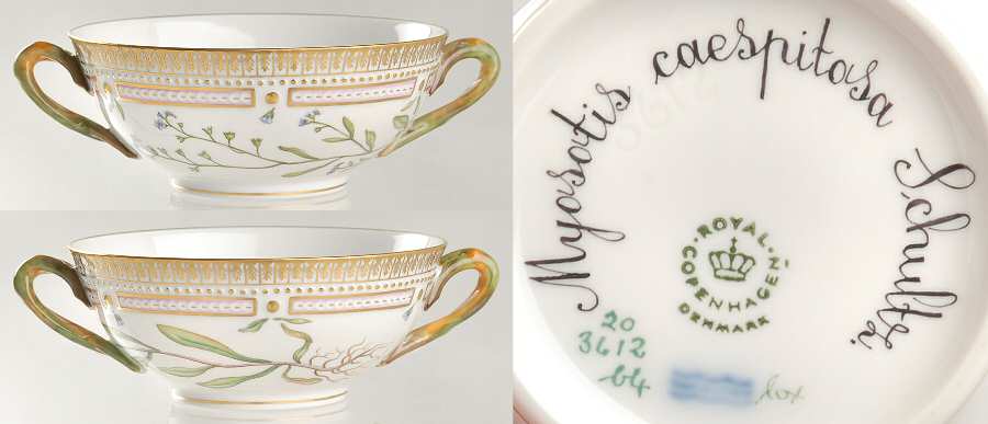Flora Danica (1961 To Current) Flat Cream Soup Bowl-Myosotis caespitosa Schultz
