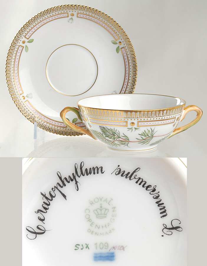 Flora Danica (1961 To Current) Flat Cream Soup & Saucer-Ceratophyllum submersum L