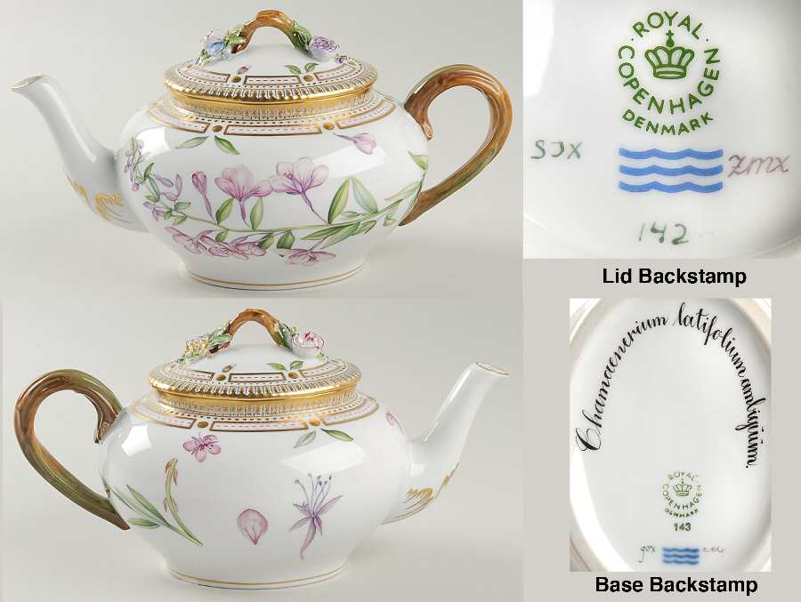 Flora Danica (1961 To Current) Teapot & Lid-Chamaenerium latifolium Ambiguum