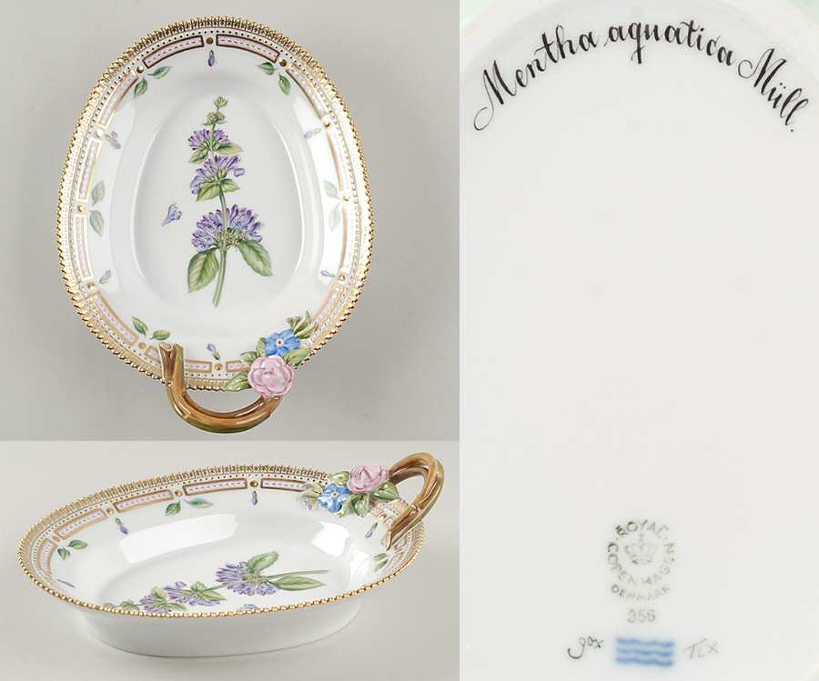 Flora Danica (1961 To Current) 8" Oval Handled Pickle/Accent-Mentha aquatica Mull