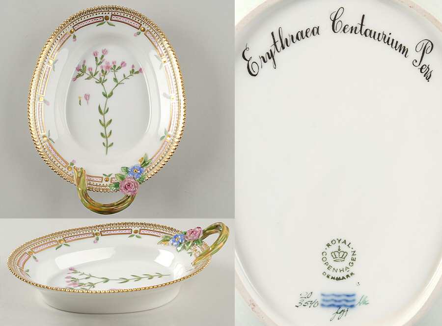 Flora Danica (1961 To Current) 8" Oval Handled Pickle/Accent-Erythraea Centaurium