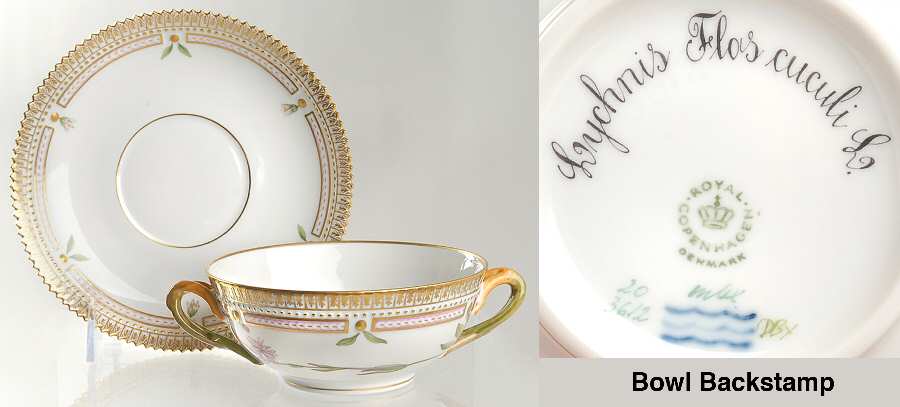 Flora Danica (1961 To Current) Flat Cream Soup & Saucer-Lychnis Flos cuculi L