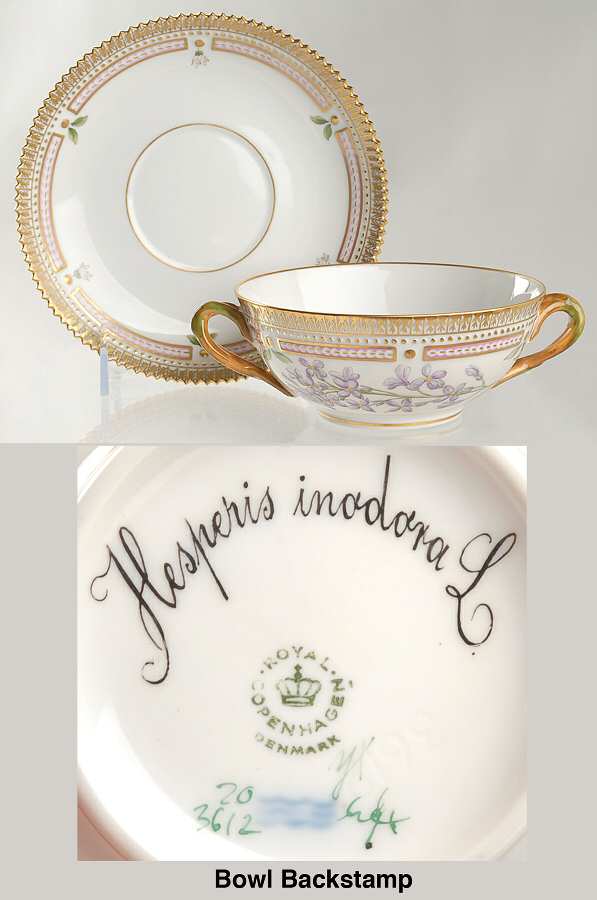 Flora Danica (1961 To Current) Flat Cream Soup & Saucer-Hesperis inodora L