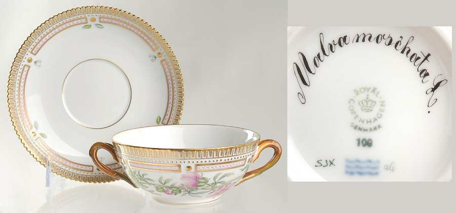Flora Danica (1961 To Current) Flat Cream Soup & Saucer-Malva moschata L