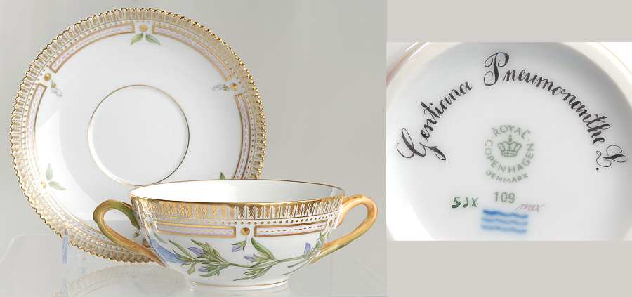 Flora Danica (1961 To Current) Flat Cream Soup & Saucer-Gentiana Pneumonanthe L