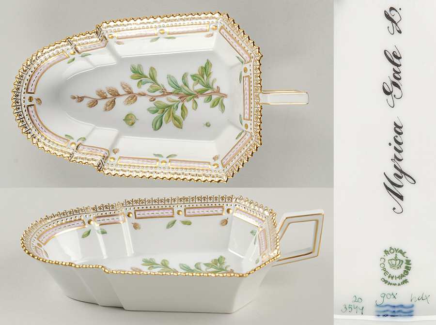 Flora Danica (1961 To Current) 8" Pickle/Accent Dish-Myrica Gale L