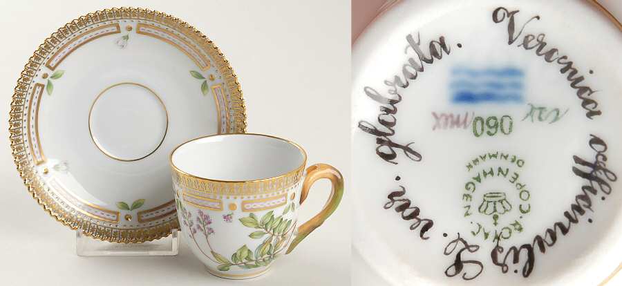 Flora Danica (1961 To Current) Flat Demitasse Cup & Saucer-Veronica officinalis L