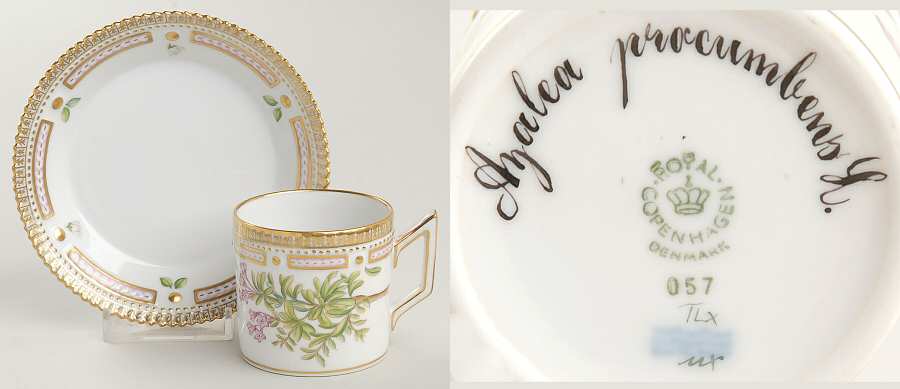 Flora Danica (1961 To Current) Flat Demitasse Cup & Saucer-Azalea porumbens L