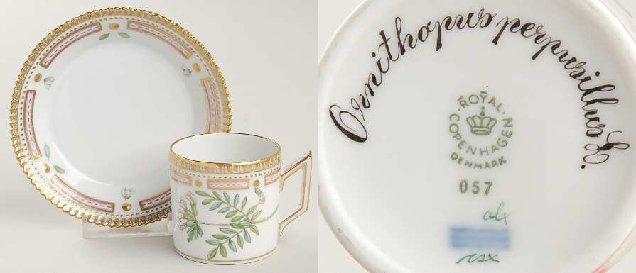 Flora Danica (1961 To Current) Flat Demitasse Cup & Saucer-Ornithopus perpusillus