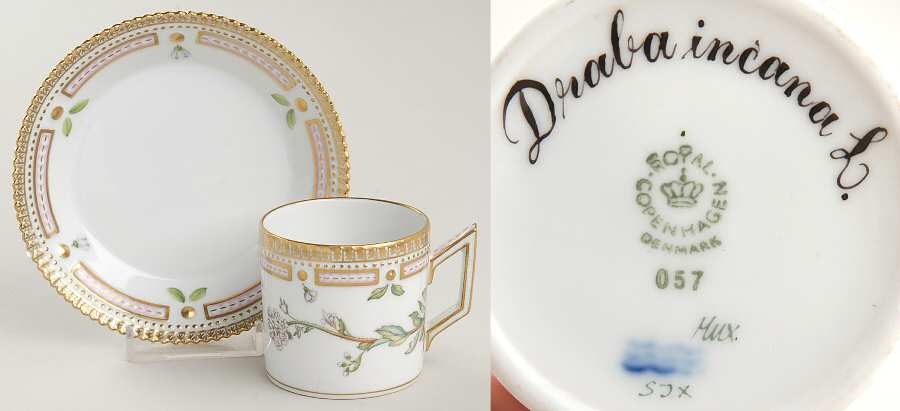 Flora Danica (1961 To Current) Flat Demitasse Cup & Saucer-Draba incana L