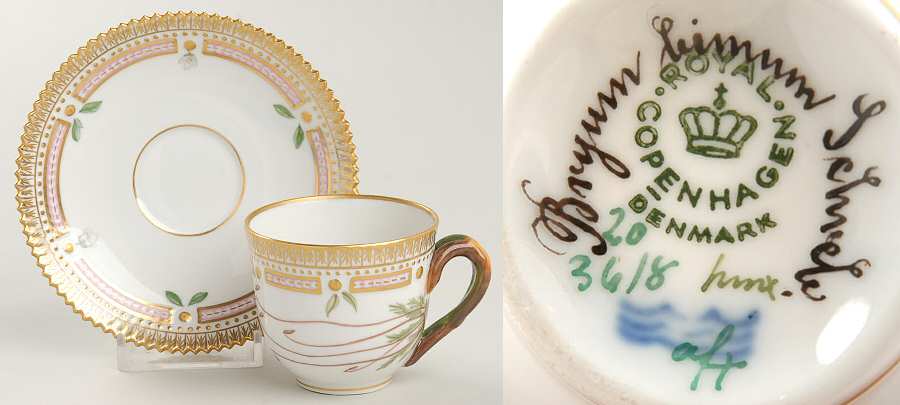 Flora Danica (1961 To Current) Flat Demitasse Cup & Saucer-Bryum bimum Schreb