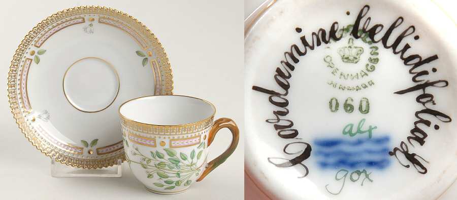 Flora Danica (1961 To Current) Flat Demitasse Cup & Saucer-Cardamine bellidifolia